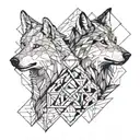 Two wolves howling at each other Each mirror tattoo design idea