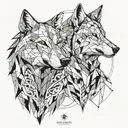 Two wolves howling at each other Each mirror tattoo design idea