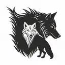 one white wolf howling with black wolf inside representing the client's love for nature tattoo design idea
