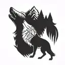 one white wolf howling with black wolf inside representing the client's love for nature tattoo design idea