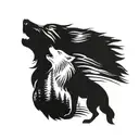 one white wolf howling with black wolf inside representing the client's love for nature tattoo design idea