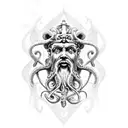 poseidon with trindent and octopus tattoo design idea
