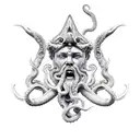 poseidon with trindent and octopus tattoo design idea