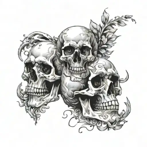 2 skull tattoo design idea