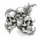 2 skull tattoo design idea