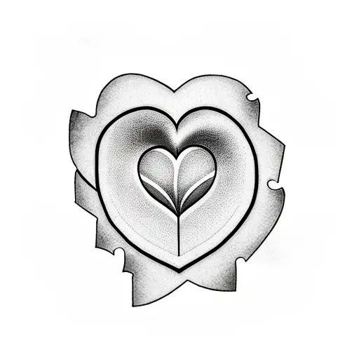 A heart-shaped puzzle with missing pieces, symbolizing the journey of healing and finding love within oneself. tattoo design idea