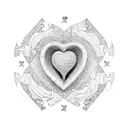 A heart-shaped puzzle with missing pieces, symbolizing the journey of healing and finding love within oneself. tattoo design idea