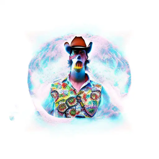 surreal cowboy  tattoo design idea
