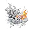 forest ocean fire tattoo design idea