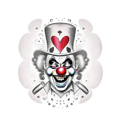 smiling clown with tears on his face in chicano style tattoo design idea