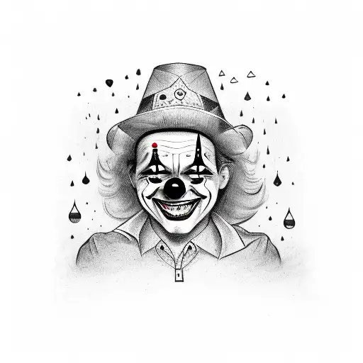 smiling clown with tears on his face in chicano style tattoo design idea