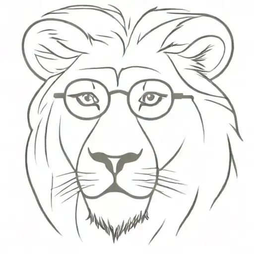 Lion wearing John Lennons glasses  tattoo design idea