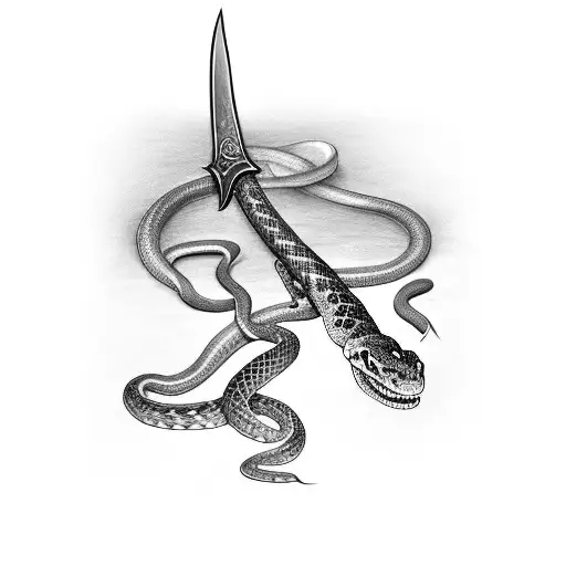 sword with a snake slithering down it tattoo design idea