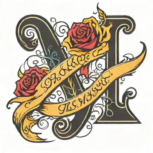 A cursive font design incorporating Izak's name intertwined with Christian symbols representing a blessing tattoo design idea