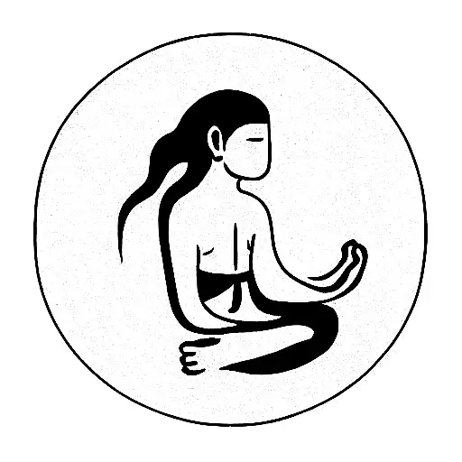meditating monk surrended by japanese style waves tattoo design idea