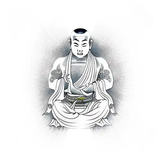 monk meditating tattoo design idea