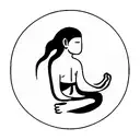 meditating monk surrended by japanese style waves tattoo design idea