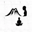 meditating monk surrended by japanese style waves tattoo design idea