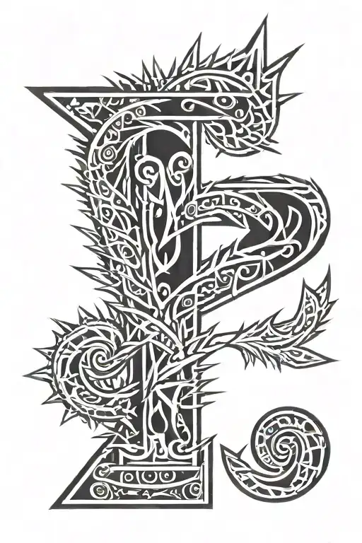 letter S with lot of spikes crossed over each other tattoo design idea