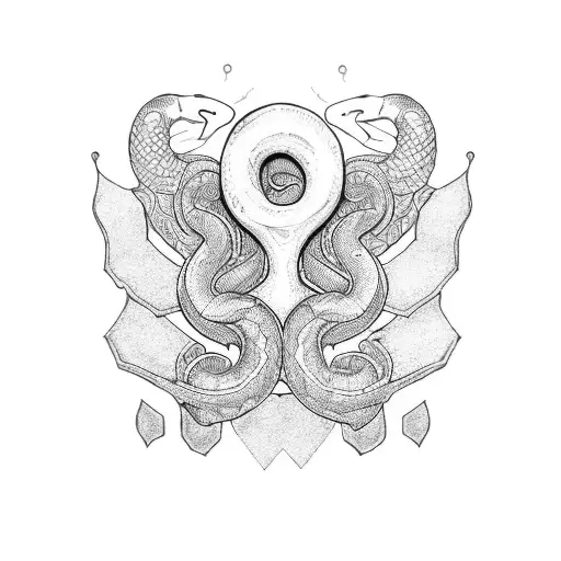 A blackwork tattoo of a serpent coiled around a pen and journal tattoo design idea