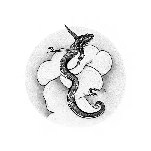 A blackwork tattoo of a serpent coiled around a pen and journal tattoo design idea