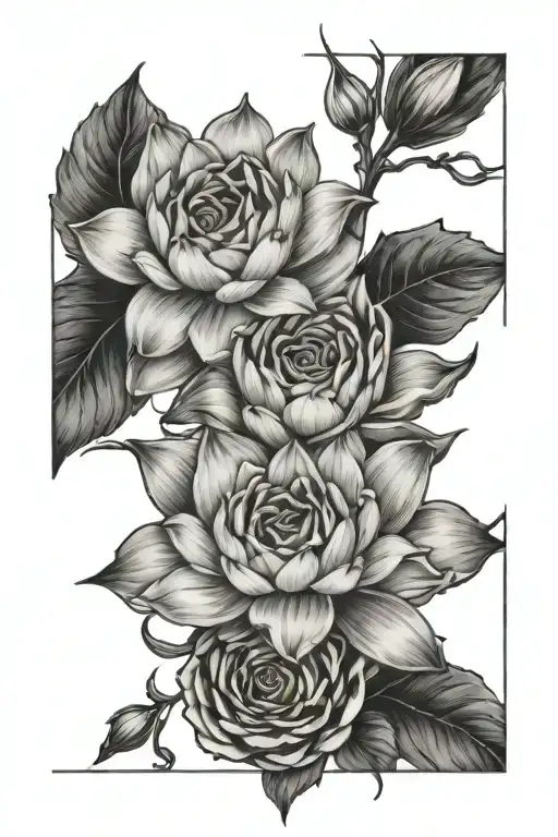 Black and Grey "Lotus Flower" Tattoo Idea BlackInk AI