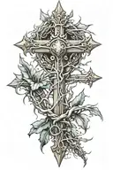 cross with crown of thorns above it  tattoo design idea