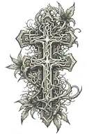 cross with crown of thorns above it  tattoo design idea