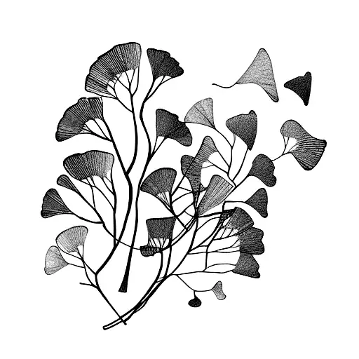 Falling ginkgo leaves with gold thread twisting  tattoo design idea