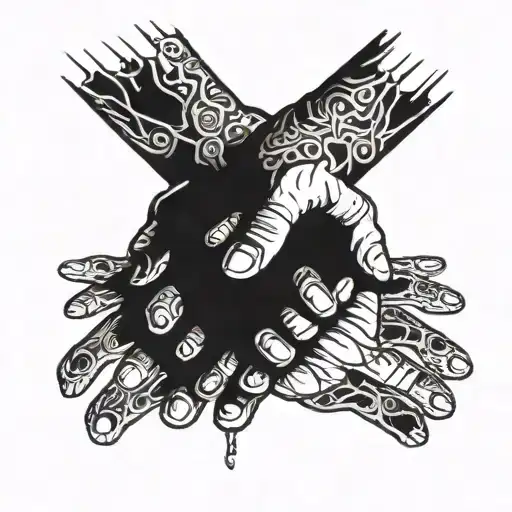 A pair of hands clasped together in a handshake tattoo design idea