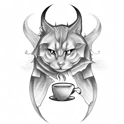 coffee and fantasy books tattoo design idea