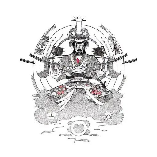 samurai sad tattoo design idea