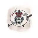 samurai sad tattoo design idea