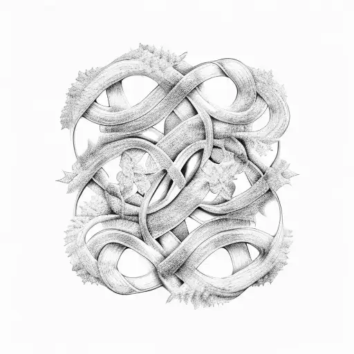 An infinity sign made of intertwined vines and leaves, representing the eternal connection to nature tattoo design idea