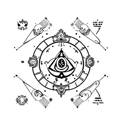 Create an illustration of a tattoo with the zodiac signs of Libra, Leo, Virgo and Cancer tattoo design idea