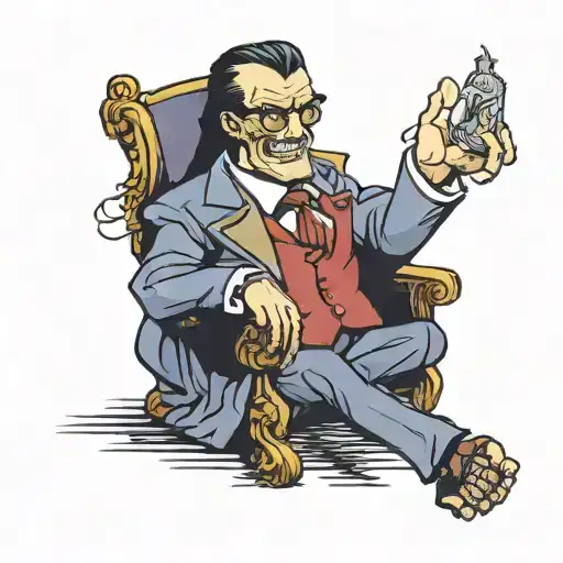 The monster Dracula from van Hellsing holding tattoo design idea