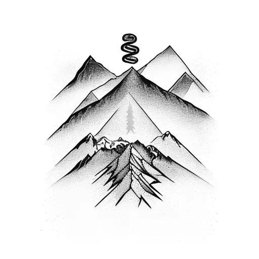 A surreal artwork of a mountain transforming into a bike, symbolizing the client's love for both nature and riding tattoo design idea