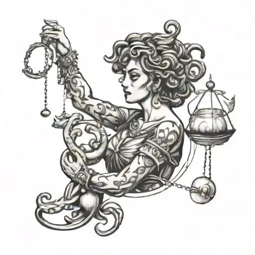 Medusa libra zodiac sign tattoo design idea