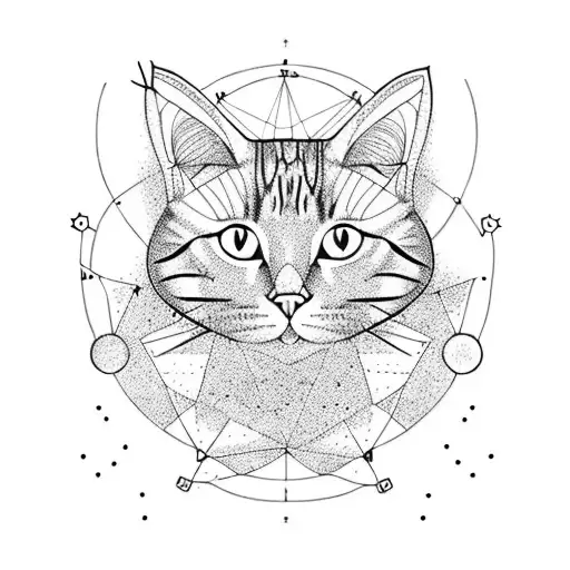a telescope pointing to a cat-shaped constellation tattoo design idea