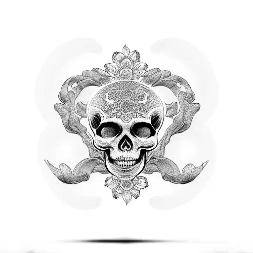 skeleton handle flowers tattoo design idea