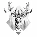 viking slave, deer, axe , forest tattoo design idea