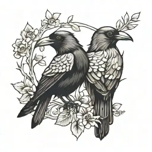 Crow and Magpie tattoo design idea