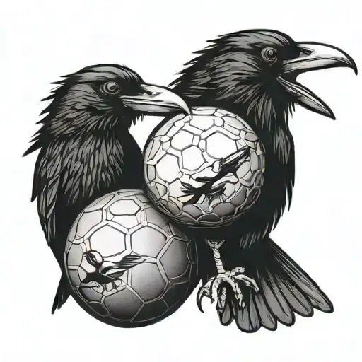 Crow and Magpie carrying afl ball tattoo design idea