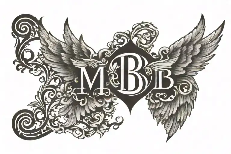 wings with initials "MB"  tattoo design idea