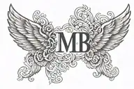 wings with initials "MB"  tattoo design idea