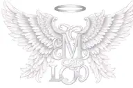 angel wings initials M.B. tattoo design idea
