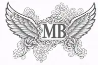 wings with initials "MB"  tattoo design idea
