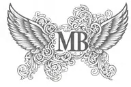 wings with initials "MB"  tattoo design idea