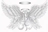 angel wings initials MB tattoo design idea