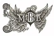 wings with initials "MB"  tattoo design idea